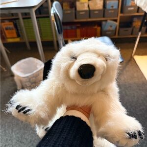 Folkmanis polar bear hand puppet. Plush Polar Bear Toy